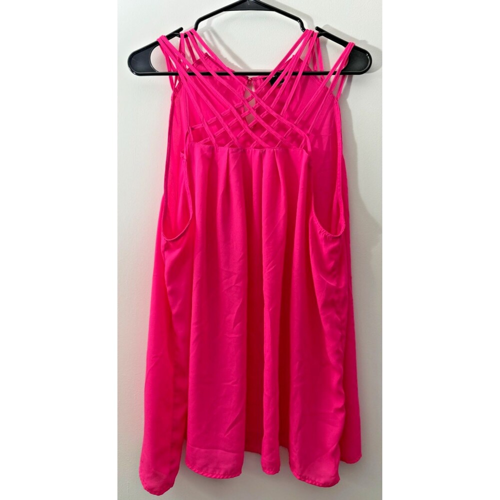 Torrid Hot Pink Strappy Tank Tunic Top Women's Plus 2X Cottage Dreamy Barbie